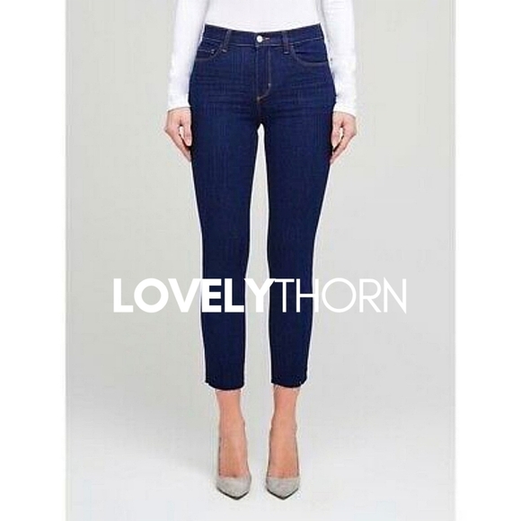 L'AGENCE // sada high waist cropped slim straight leg raw hem jeans Lexington